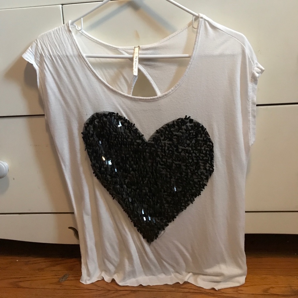 White T-shirt with sequence embellishment